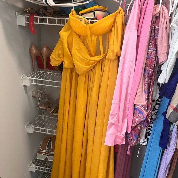 Miss Circle Back In Style Orange Silk Corset High Slit Maxi Dress for prom - Picture 6 of 6